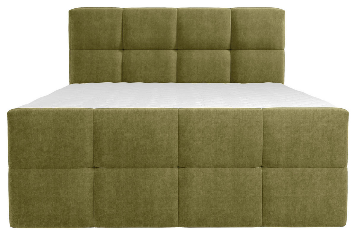 BOXBETT 180/200 cm  in Olivgrün  - Chromfarben/Olivgrün, Design, Holz/Holzwerkstoff (180/200cm) - Esposa