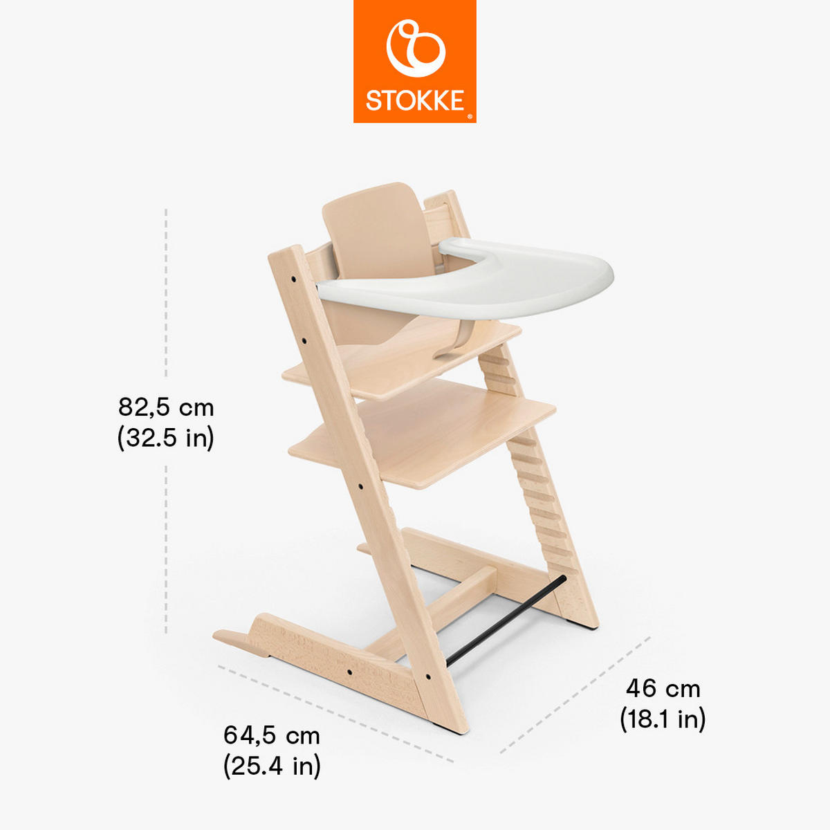 HOCHSTUHL-SET Tripp Trapp Bundles  - Naturfarben, Basics, Holz (83/65/46cm) - Stokke