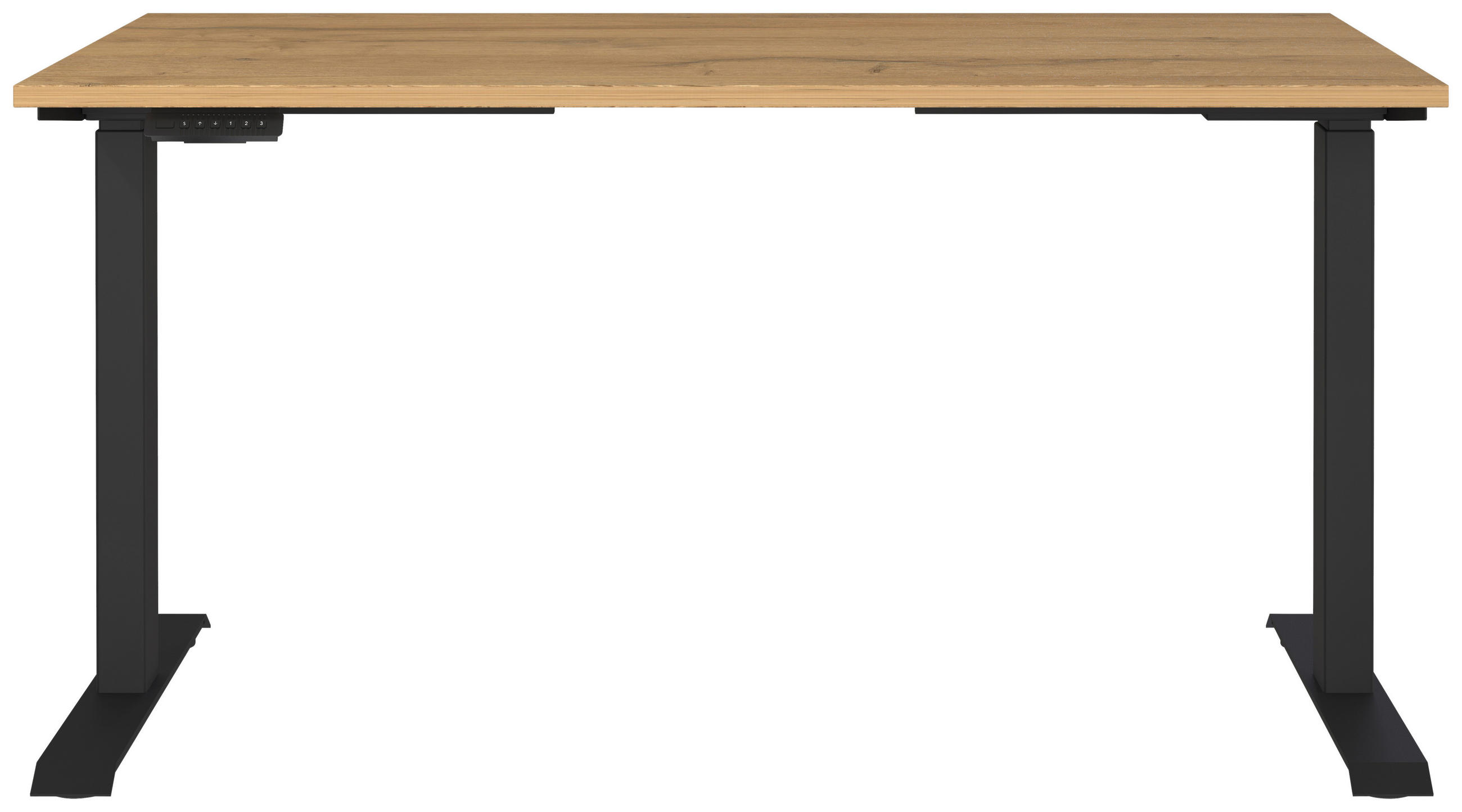 SCHREIBTISCH 140/80/72-118 cm  in Schwarz, Eichefarben, Braun  - Eichefarben/Schwarz, MODERN, Holzwerkstoff/Metall (140/80/72-118cm) - Novel