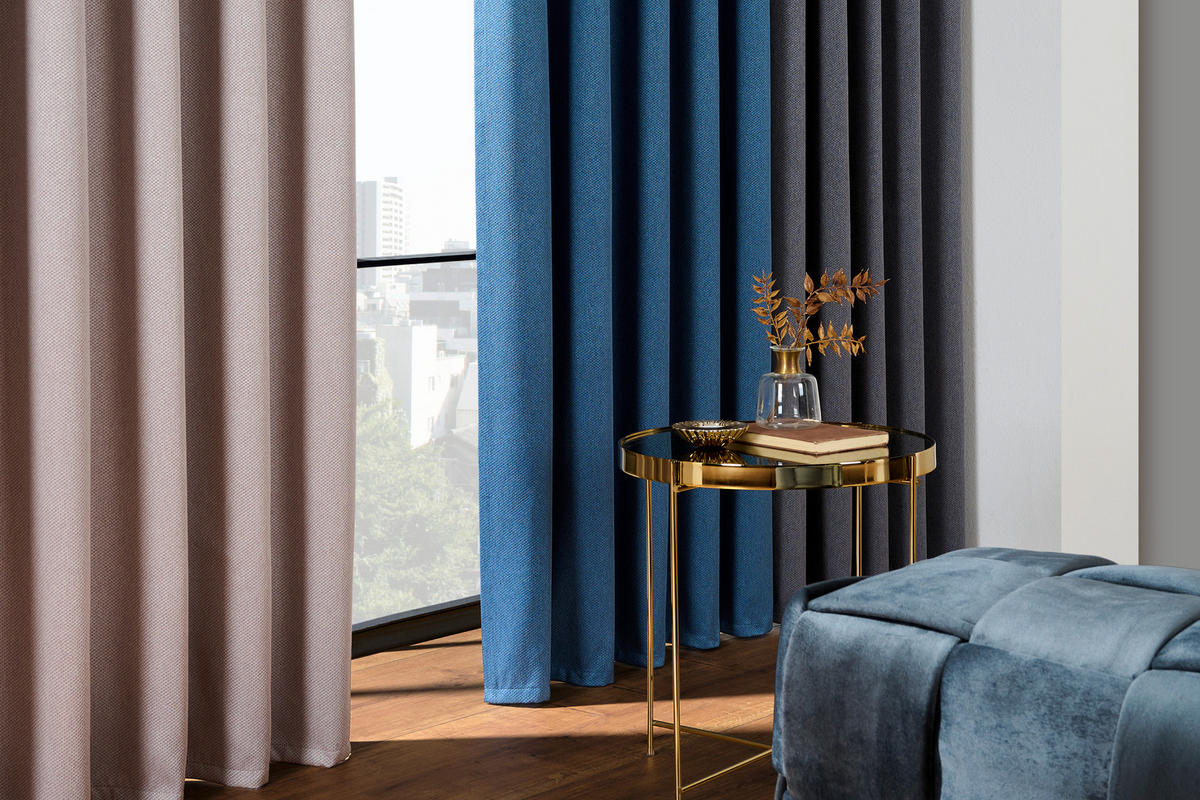 HOTOVÝ ZÁVES, nepriehľadné, 135/245 cm - modrá, Basics, textil (135/245cm) - Esposa