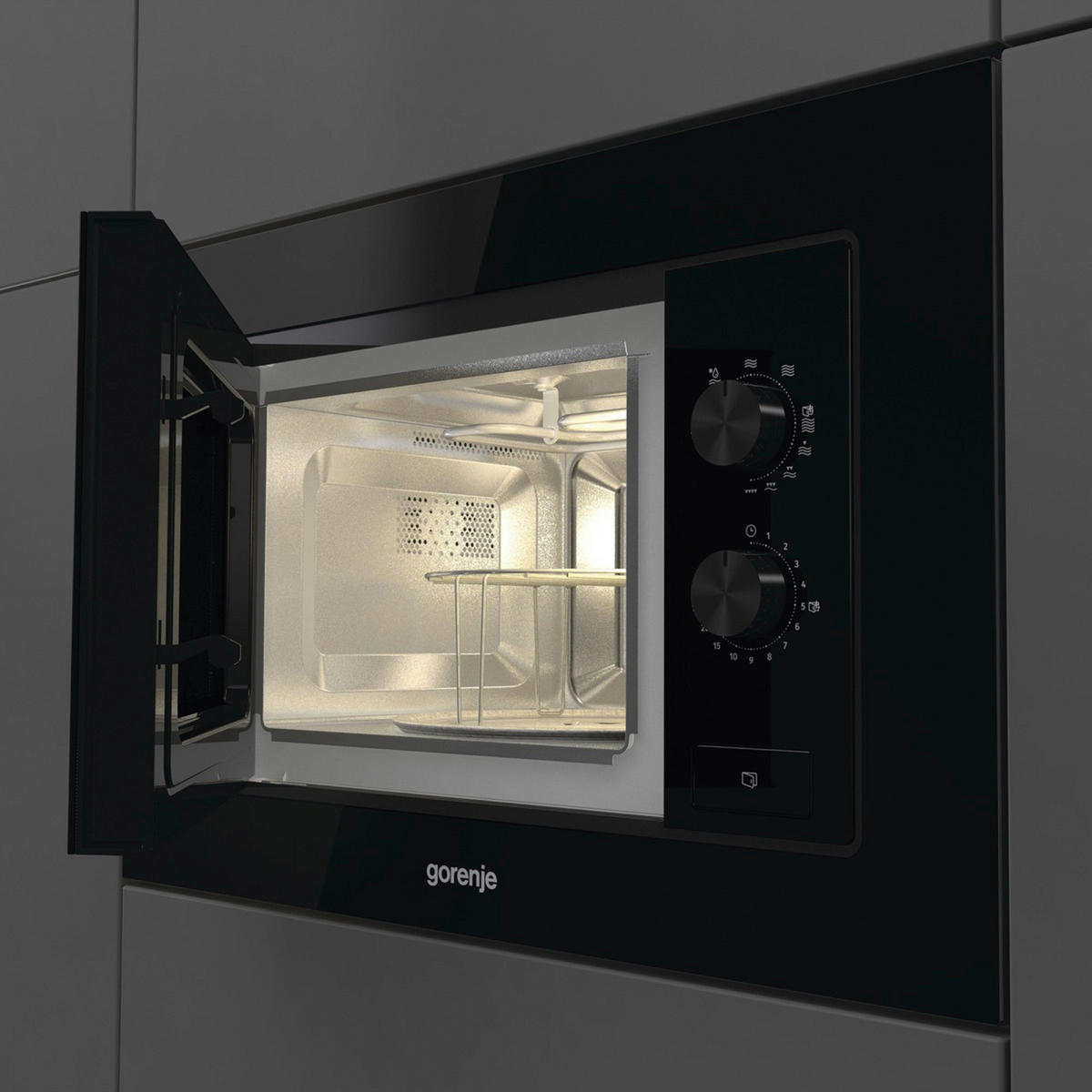 EINBAUMIKROWELLE BM171EG1B  - Schwarz, Basics, Glas/Metall (59,5/38,2/32cm) - Gorenje