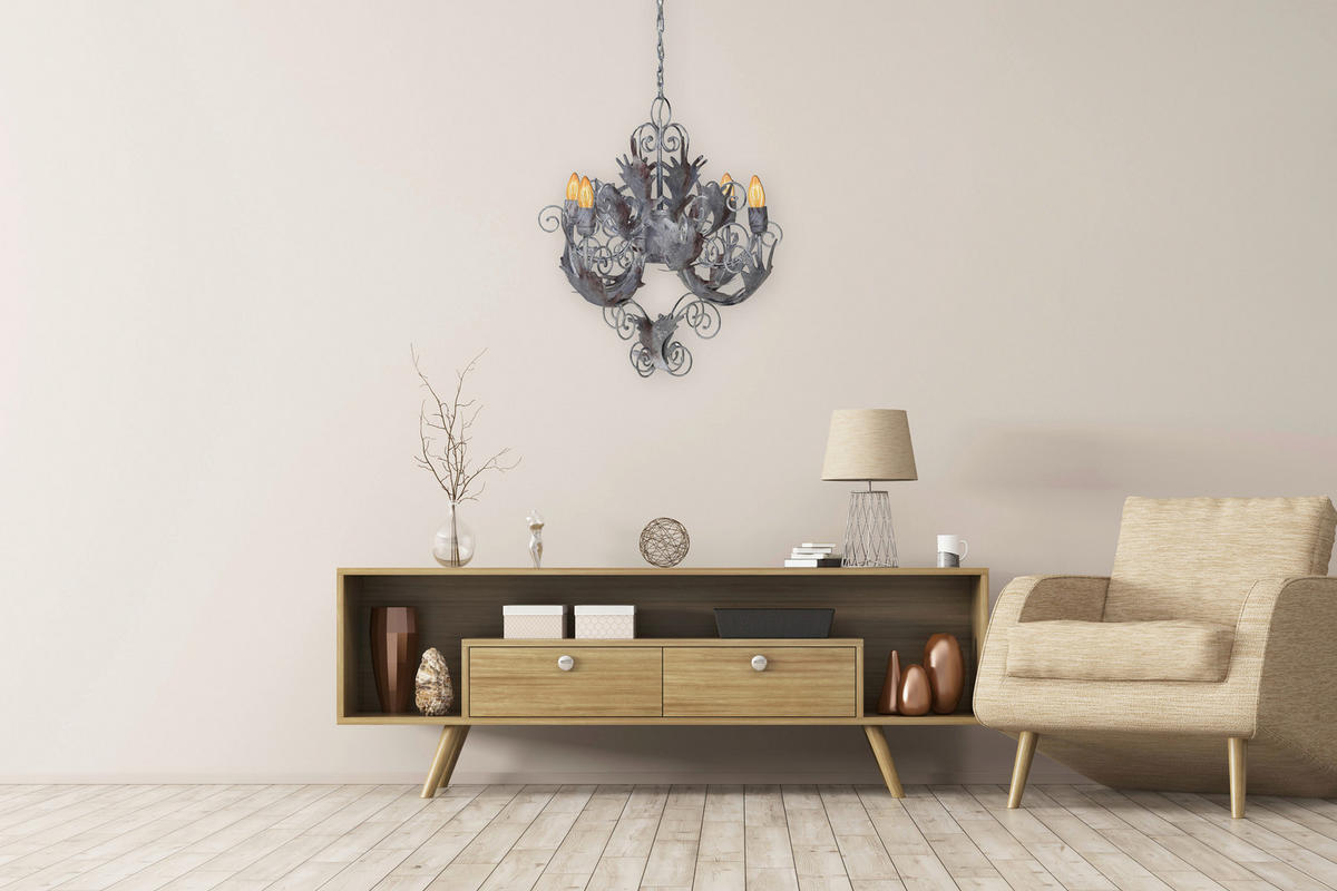 HÄNGELEUCHTE 67/61/61 cm    - Silberfarben, Trend, Metall (67/61/61cm) - Kayoom