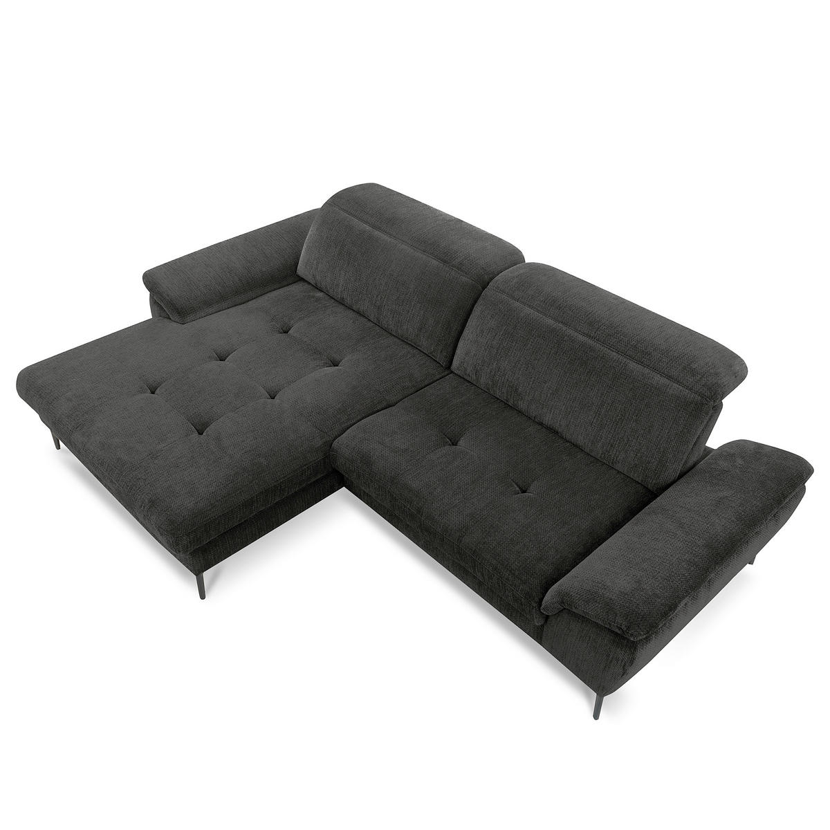 ECKSOFA  Webstoff Schwarz  - Schwarz, Design, Textil/Metall (195/268cm) - Livetastic