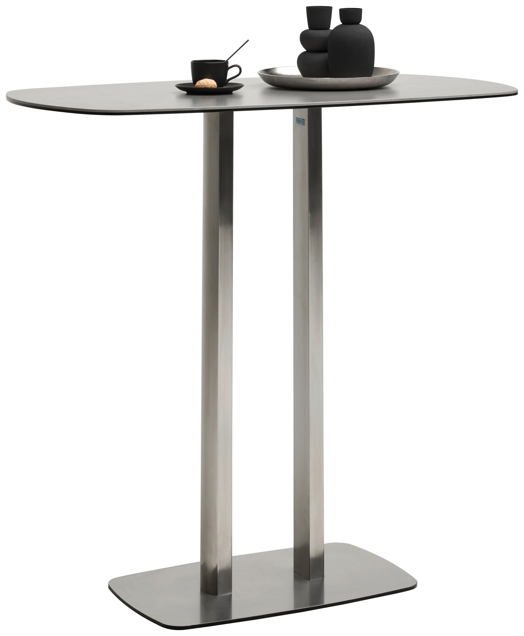 BARTISCH in Metall, Glas, Keramik 120/70/105 cm   - Edelstahlfarben/Grau, Design, Glas/Keramik (120/70/105cm) - Novel