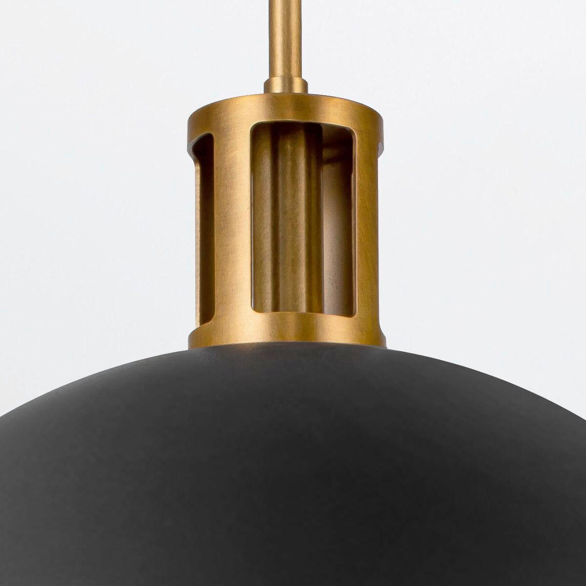 HÄNGELEUCHTE 32,4/41,7 cm  - Messingfarben/Schwarz, Natur, Glas/Holz (32,4/41,7cm) - Elstead Lighting