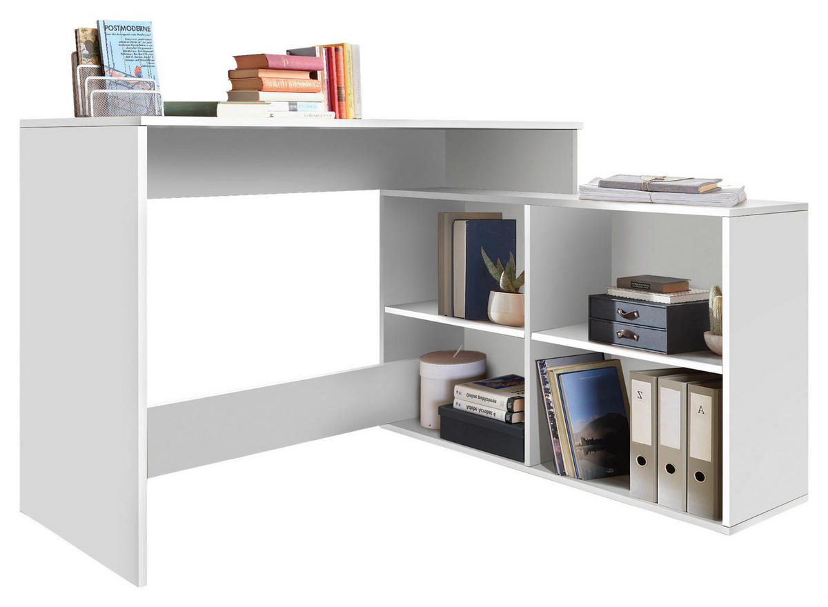 MASĂ DE BIROU PE COLț in material pe bază de lemn 120/77/50/100 cm  - alb, Modern, material pe bază de lemn (120/77/50/100cm) - Boxxx