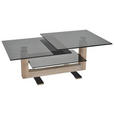 COUCHTISCH in Holz, Metall, Glas 120/45/70 cm  - Eichefarben/Schwarz, Design, Glas/Holz (120/45/70cm) - Novel