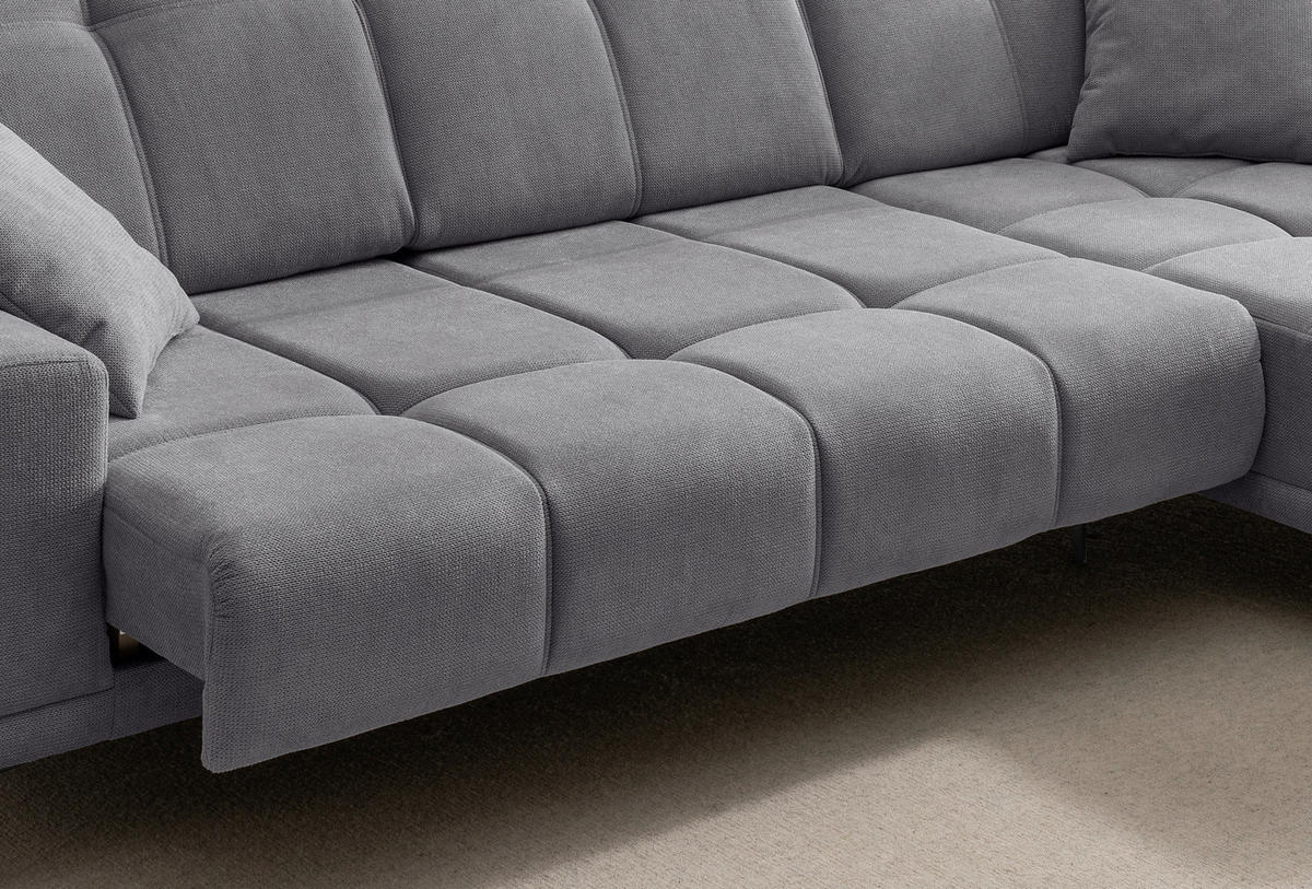 ECKSOFA NESTO in Chenille Dunkelgrau  292/187 cm  - Dunkelgrau/Schwarz, Basics, Textil/Metall (292/187cm) - Livetastic