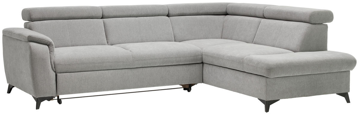 ECKSOFA in Chenille Grau  - Schwarz/Grau, Design, Textil/Metall (260/203cm) - Stylife
