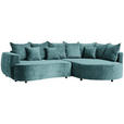 ECKSOFA Türkis Chenille  - Türkis/Schwarz, Design, Kunststoff/Textil (307/194cm) - Carryhome