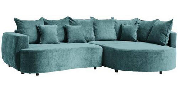 ECKSOFA Türkis Chenille  - Türkis/Schwarz, Design, Kunststoff/Textil (307/194cm) - Carryhome