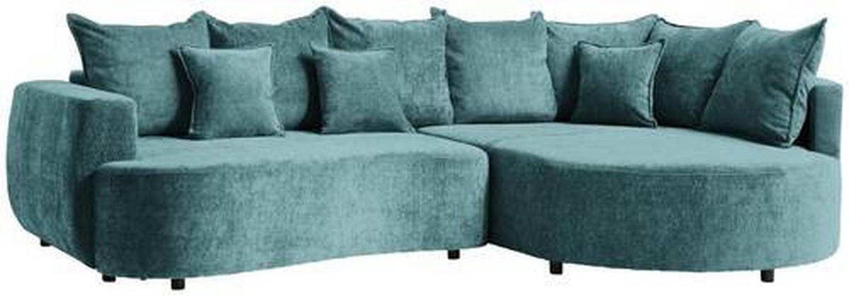 ECKSOFA in Chenille Türkis  - Türkis/Schwarz, Design, Kunststoff/Textil (307/194cm) - Carryhome