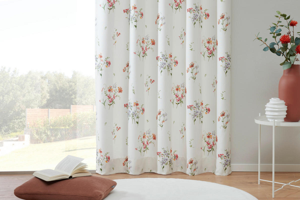 DEKOSTOFF per lfm blickdicht  - Rot/Weiß, Trend, Textil (145cm) - Landscape