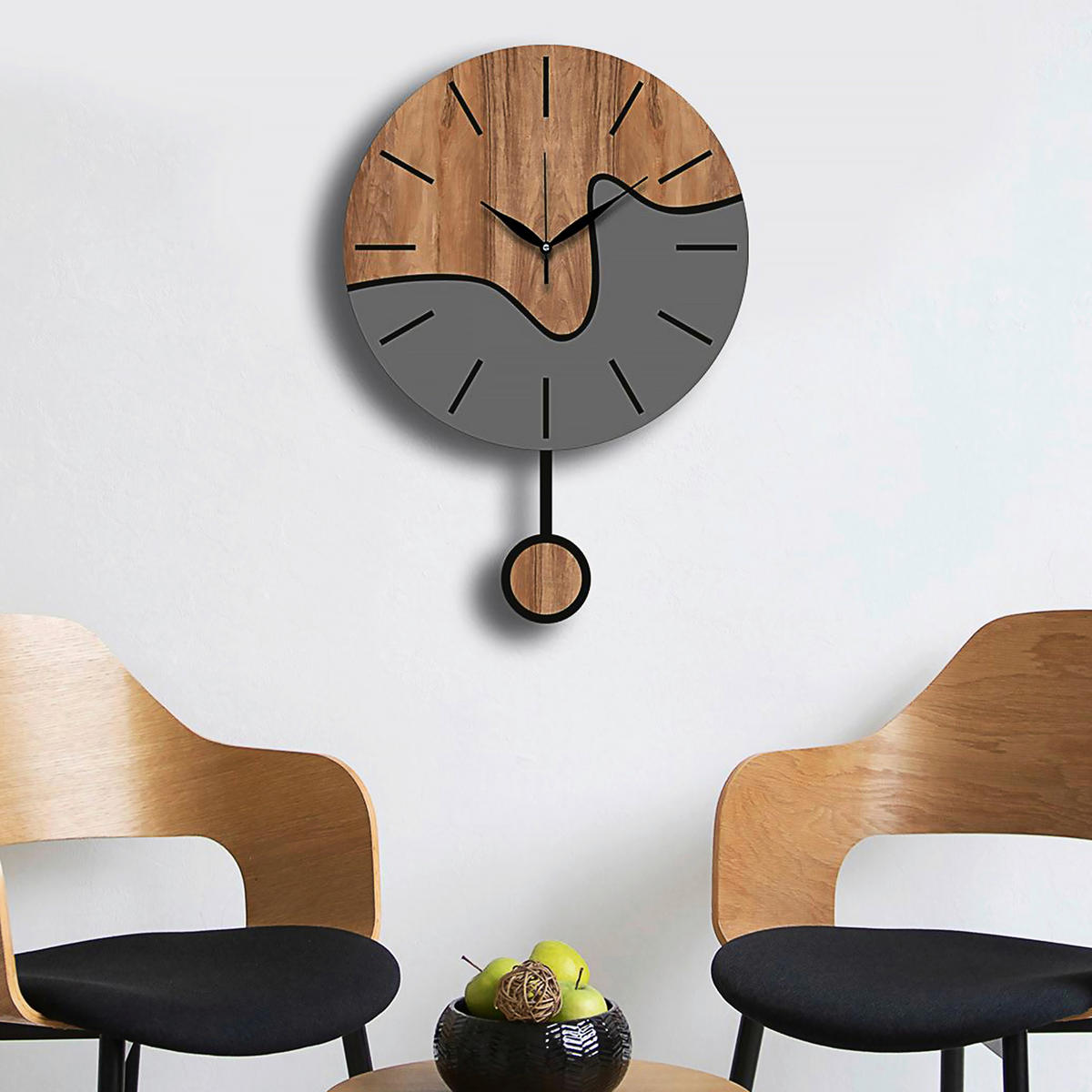 WANDUHR Braun, Grau 39/48/0,35 cm  - Braun/Grau, LIFESTYLE, Holzwerkstoff (39/48/0,35cm)