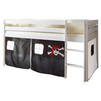 Spielbett "Malte", aus Kiefer, 90/200 cm  - Weiss/Schwarz, Natur, Holz (90/200cm) - MID.YOU