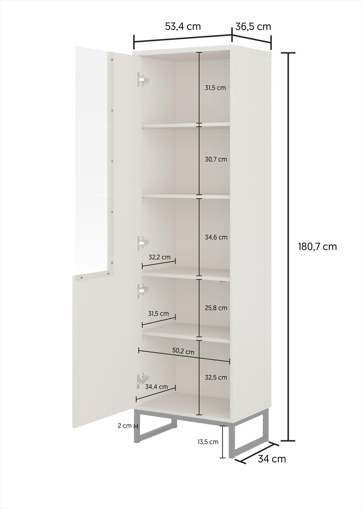 VITRINE Kaschmir  - Kaschmir/Schwarz, Design, Glas/Holzwerkstoff (53,4/180,7/36,5cm) - MID.YOU