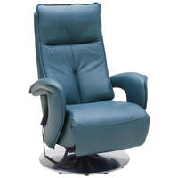 RELAXSESSEL Leder Blau  - Chromfarben/Blau, Design, Leder/Metall (77/110/87cm) - Valdera