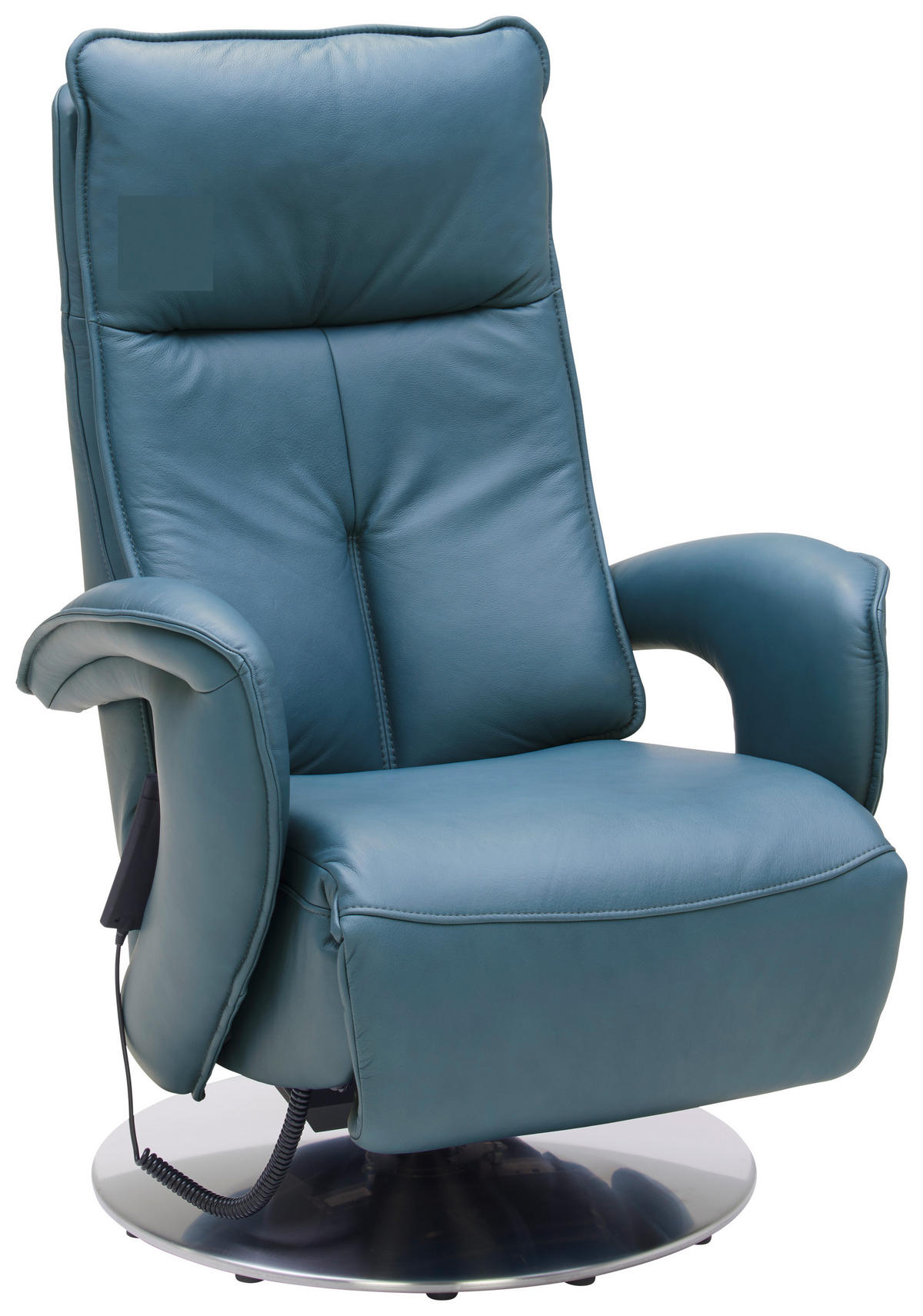 RELAXSESSEL Leder Blau  - Chromfarben/Blau, Design, Leder/Metall (77/110/87cm) - Valdera