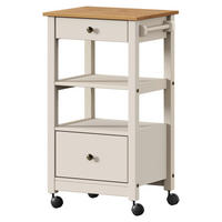 SERVIERWAGEN Pinie massiv Braun, Beige  - Beige/Zinkfarben, MODERN, Holz/Kunststoff (50/90,6/40cm) - Livetastic