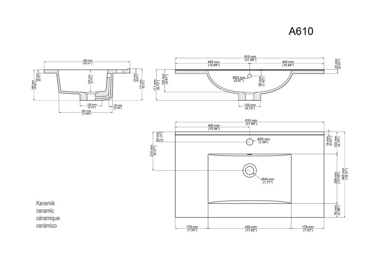 BADEZIMMER 2-teilig  in 80 cm  - Weiß Hochglanz/Weiß, Basics, Keramik/Holzwerkstoff (80cm) - MID.YOU