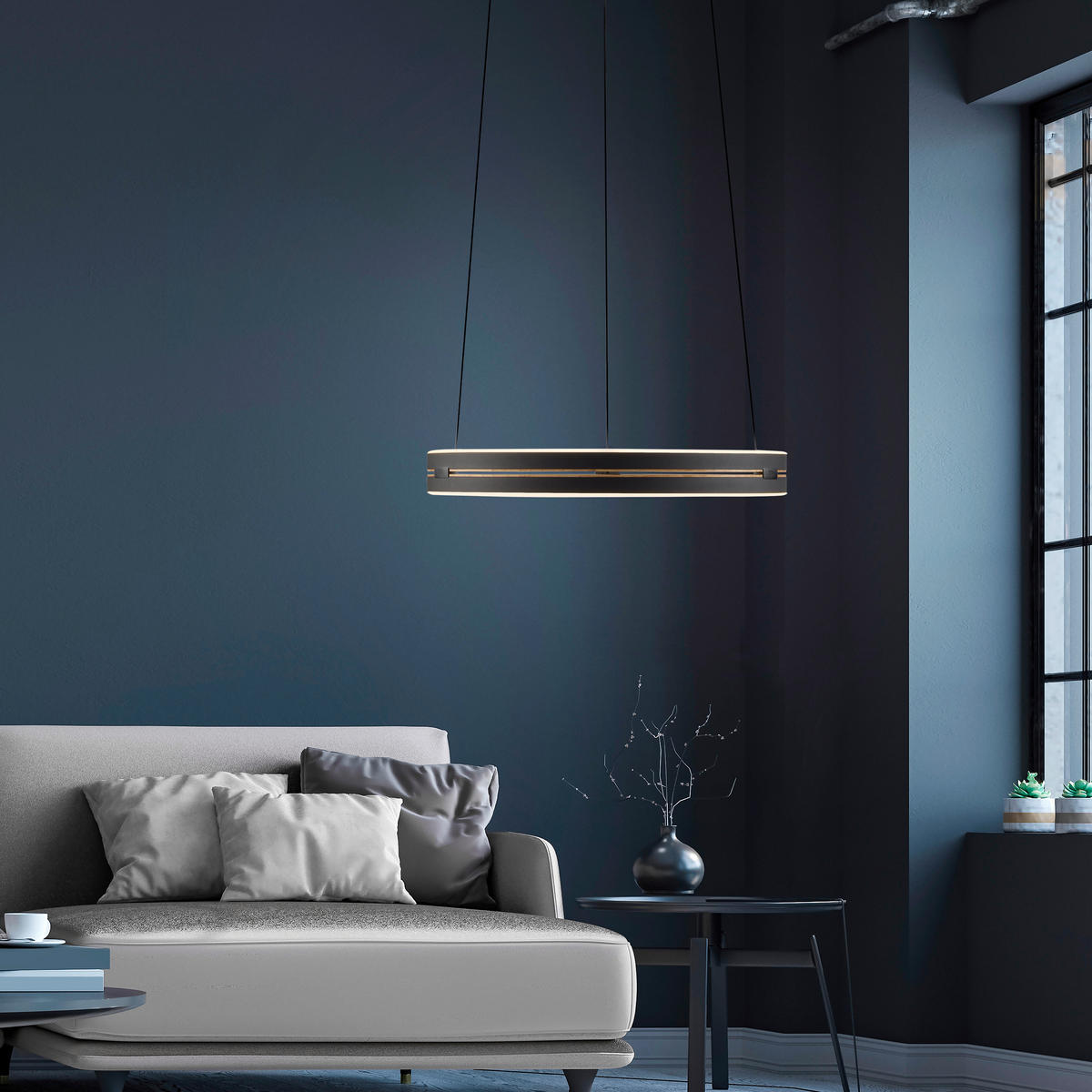 ZÁVĚSNÉ LED SVÍTIDLO, 50/50/350 cm  - černá, Basics, kov (50/50/350cm) - Neuhaus PURE