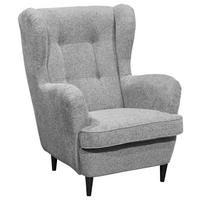 OHRENSESSEL Webstoff Grau  - Schwarz/Grau, Basics, Holz/Textil (78/102/98cm) - Carryhome