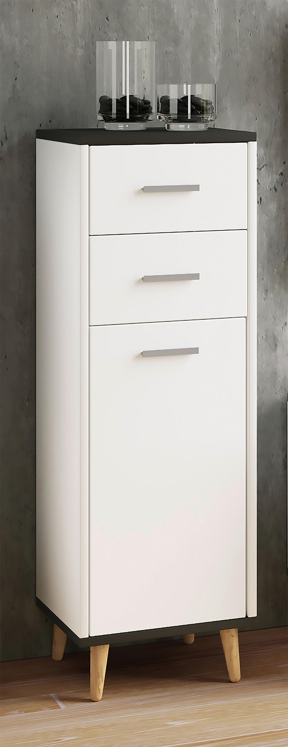 KOMMODE 32/97/28 cm  in Anthrazit, Weiss  - Eiche dunkel/Weiss, Modern, Holzwerkstoff/Metall (32/97/28cm) - MID.YOU