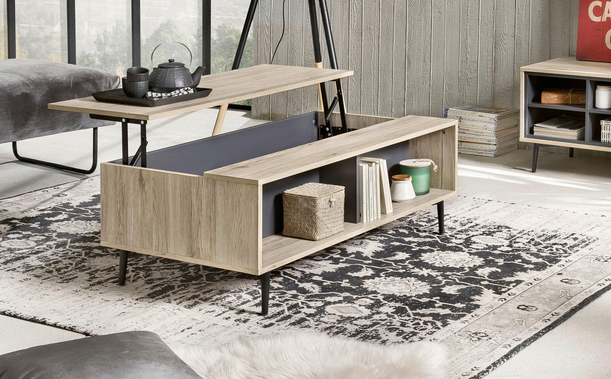 COUCHTISCH in Metall, Holzwerkstoff 100/58/39 cm  - Anthrazit/Schwarz, Design, Holzwerkstoff/Metall (100/58/39cm) - Livetastic