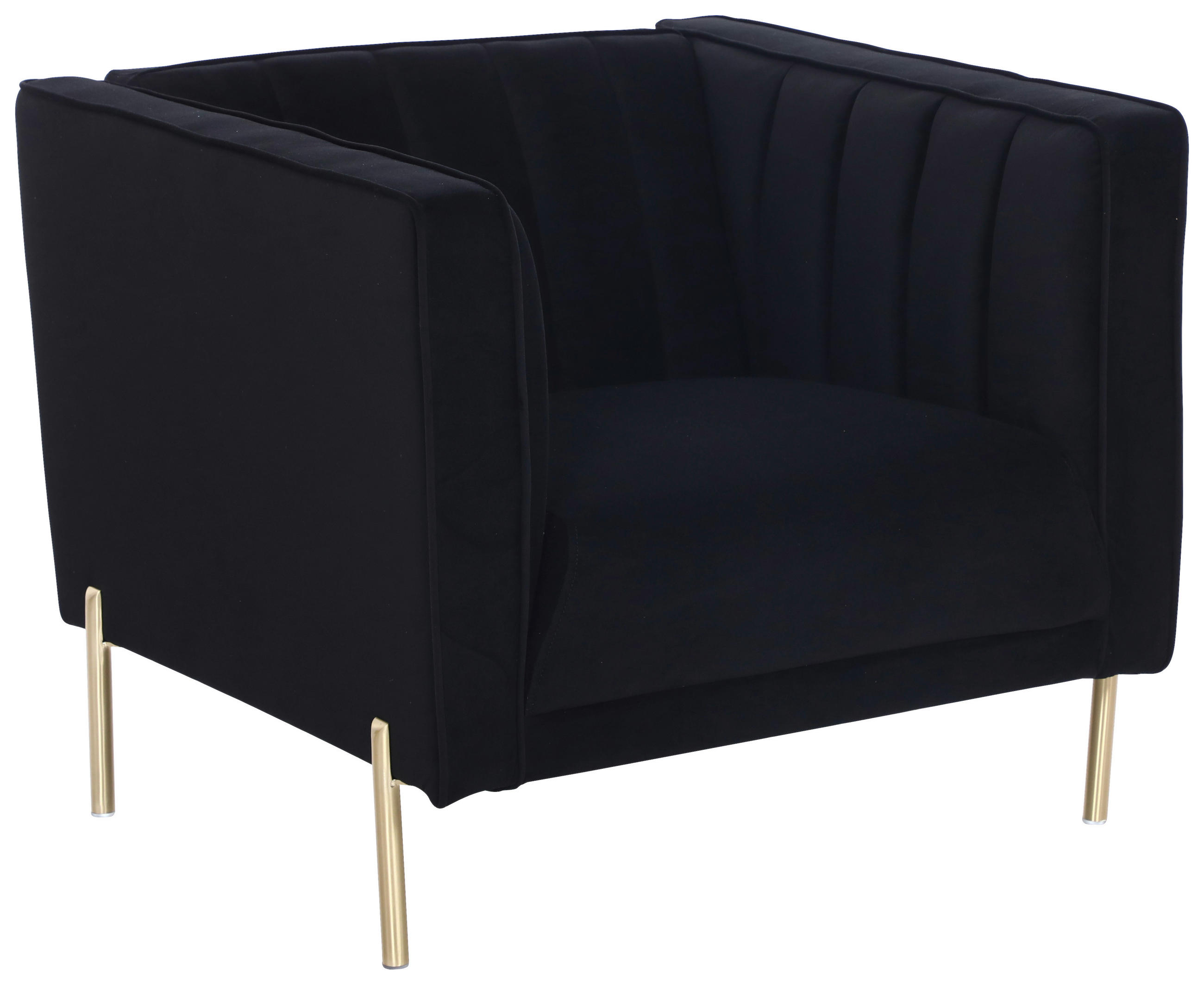 SESSEL in Samt Schwarz  - Goldfarben/Schwarz, Design, Textil/Metall (101/75/85cm) - Livetastic