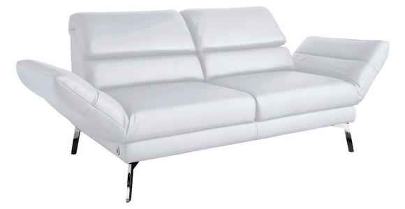 2-SITZER-SOFA Echtleder Weiß  - Chromfarben/Weiß, Design, Leder/Metall (198-246/83/96-187cm) - Dieter Knoll