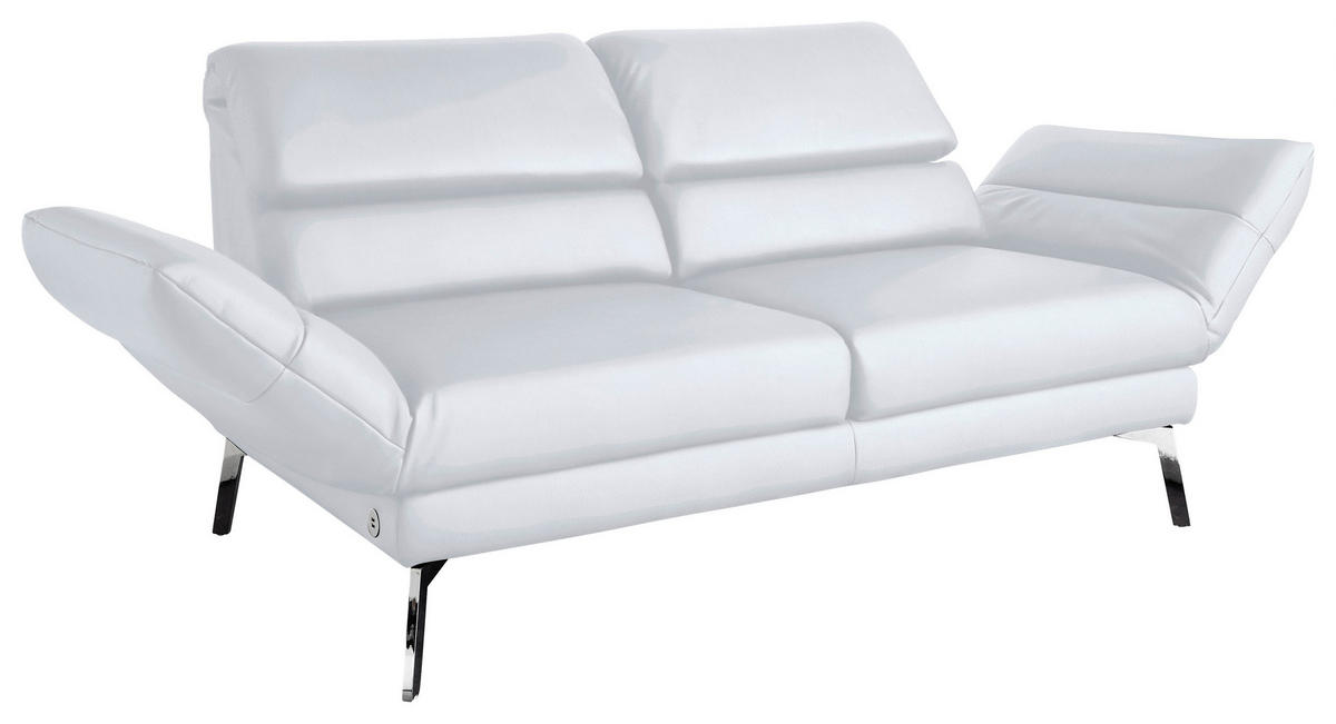 2-SITZER-SOFA Echtleder Weiß  - Chromfarben/Weiß, Design, Leder/Metall (178-226/82/96-177cm) - Dieter Knoll