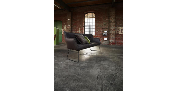 SITZBANK in Metall, Textil, Leder Braun, Schwarz, Dunkelbraun - Dunkelbraun/Schwarz, Design, Leder/Textil (208/95/68cm) - Ambiente