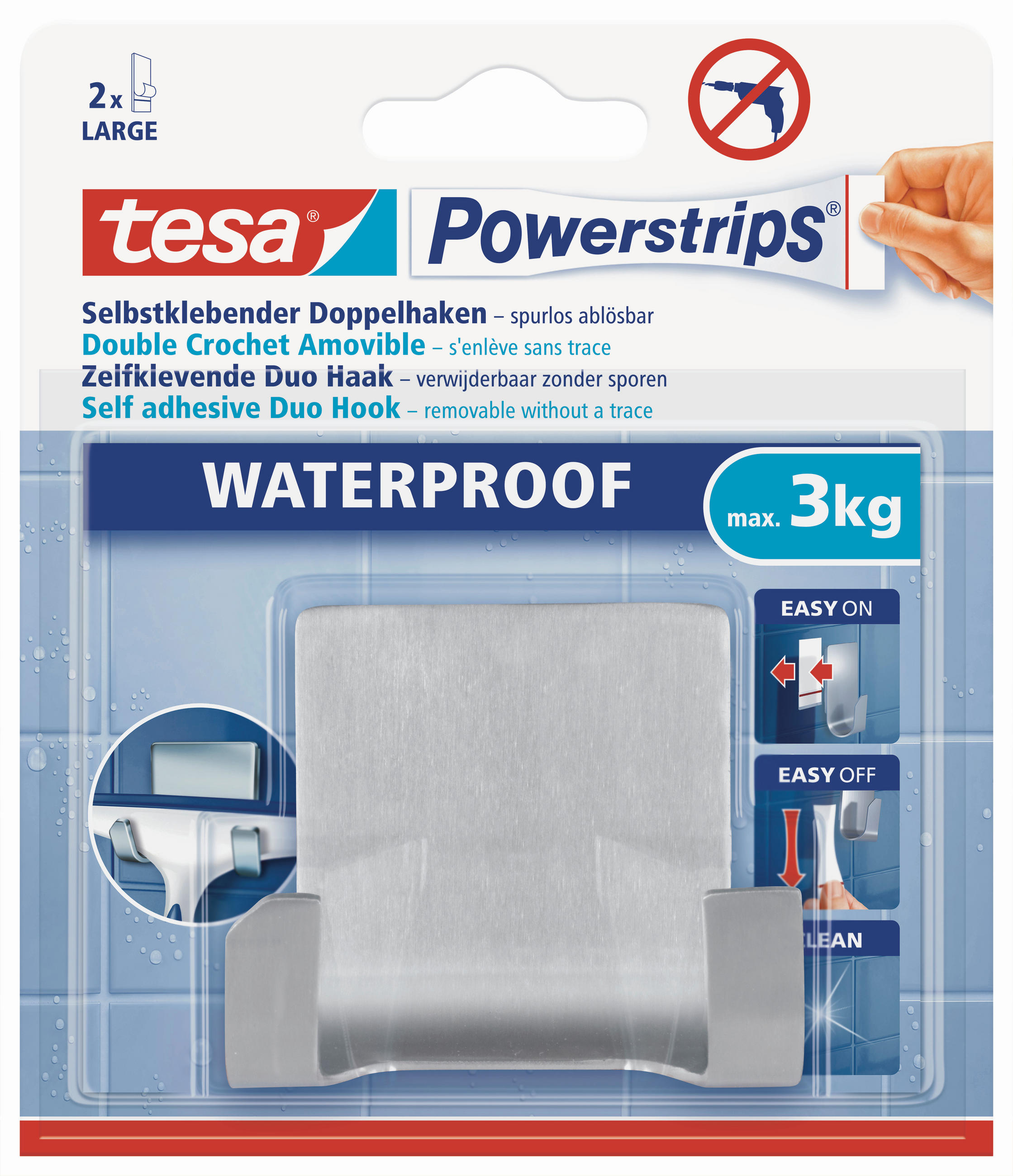 Tesa Klebehaken Powerstrips Edelstahl 7x5.9x3.6 cm