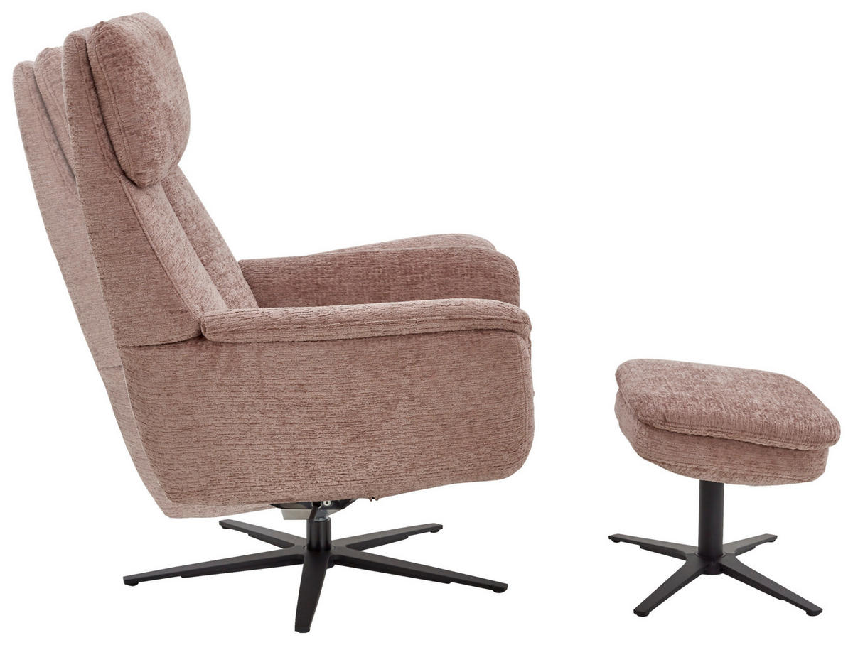 RELAXSESSEL drehbar Chenille    - Hellrosa/Schwarz, Design, Textil/Metall (79/108/89cm) - Beldomo Style