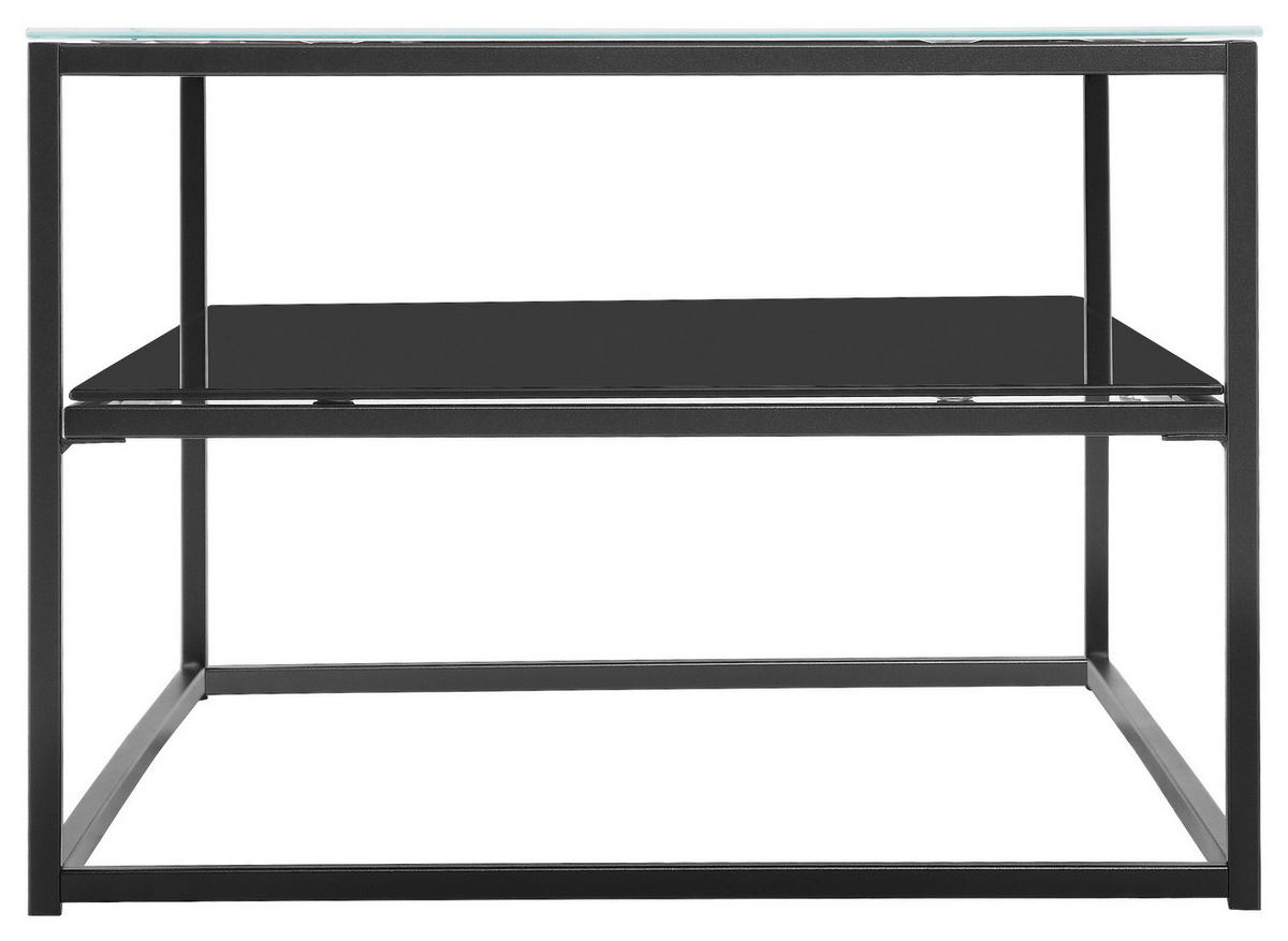 COUCHTISCH in Metall, Glas 110/60/43 cm  - Schwarz/Weiß, Design, Glas/Metall (110/60/43cm) - Livetastic