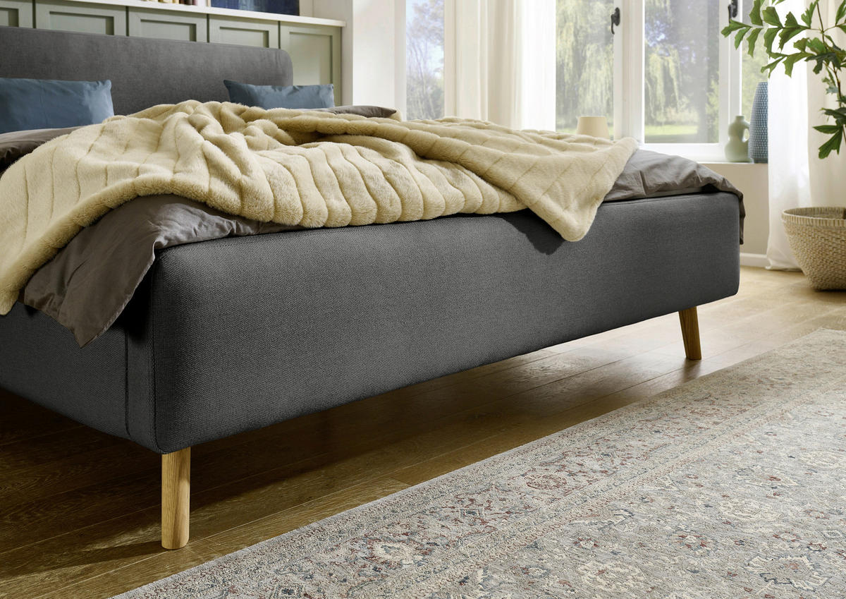 POLSTERBETT 180/200 cm  in Anthrazit  - Eichefarben/Anthrazit, Design, Holz/Textil (180/200cm) - Xora