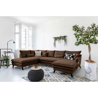 WOHNLANDSCHAFT Braun Mikrofaser  - Schwarz/Braun, Design, Holz/Textil (200/300/150cm) - P & B