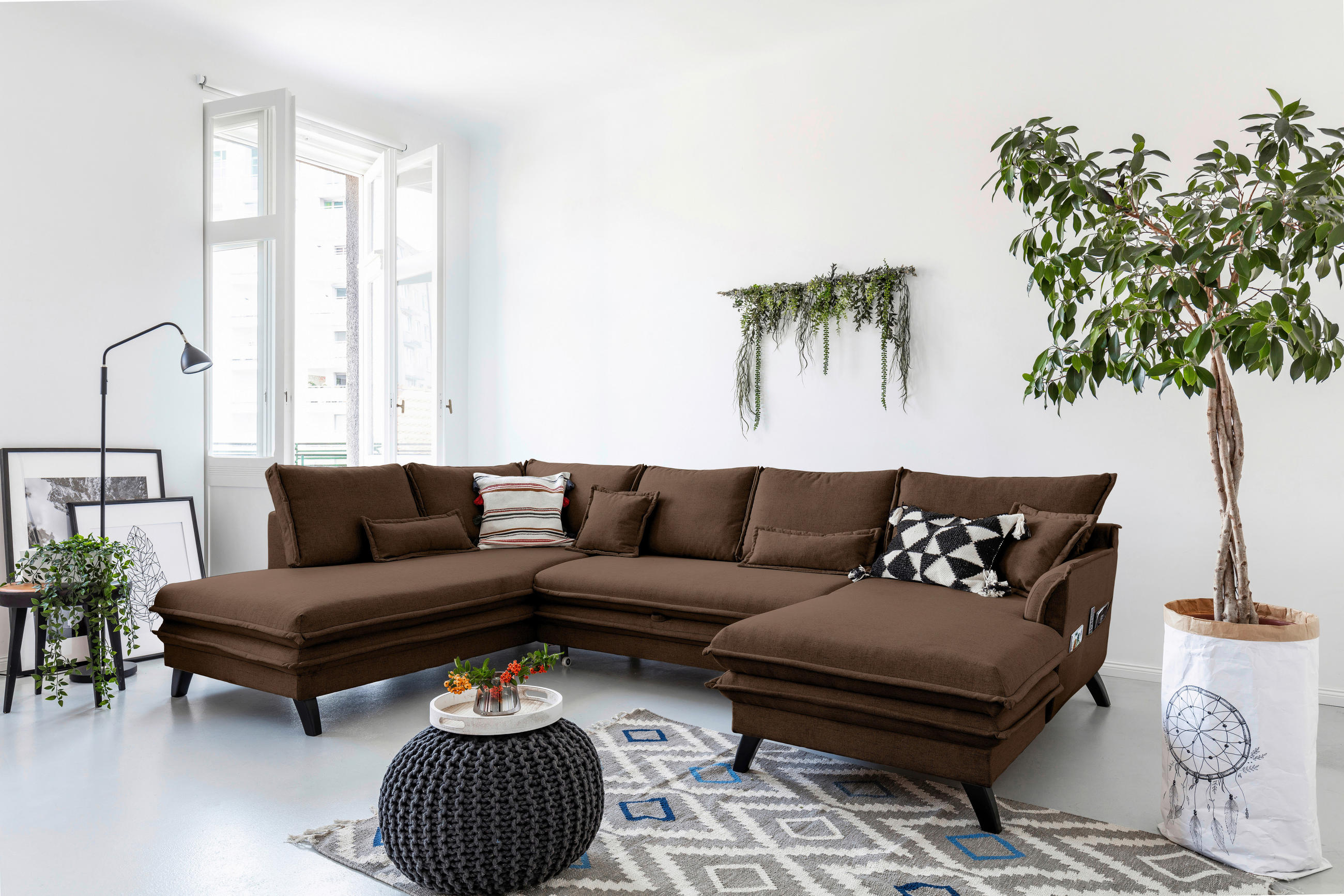 P & B SEDACÍ SOUPRAVA, textil, hnědá