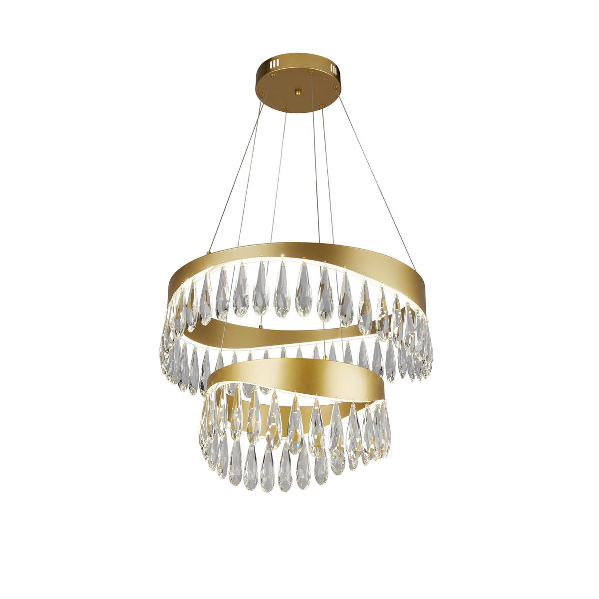 KRISTALNA VISEČA SVETILKA - zlate barve, Design, kovina/steklo (150/60/60cm)