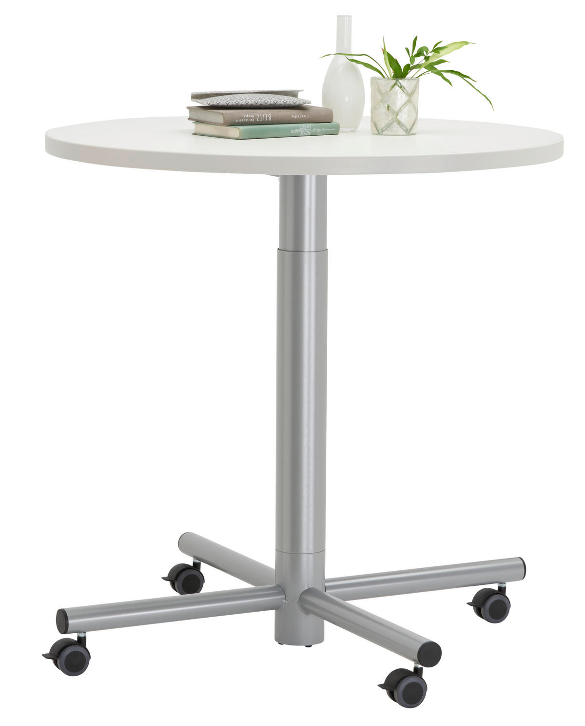 BEISTELLTISCH 80/80/71-115 cm Weiß rund  - Alufarben/Weiß, Design, Holzwerkstoff/Kunststoff (80/80/71-115cm) - Moderano