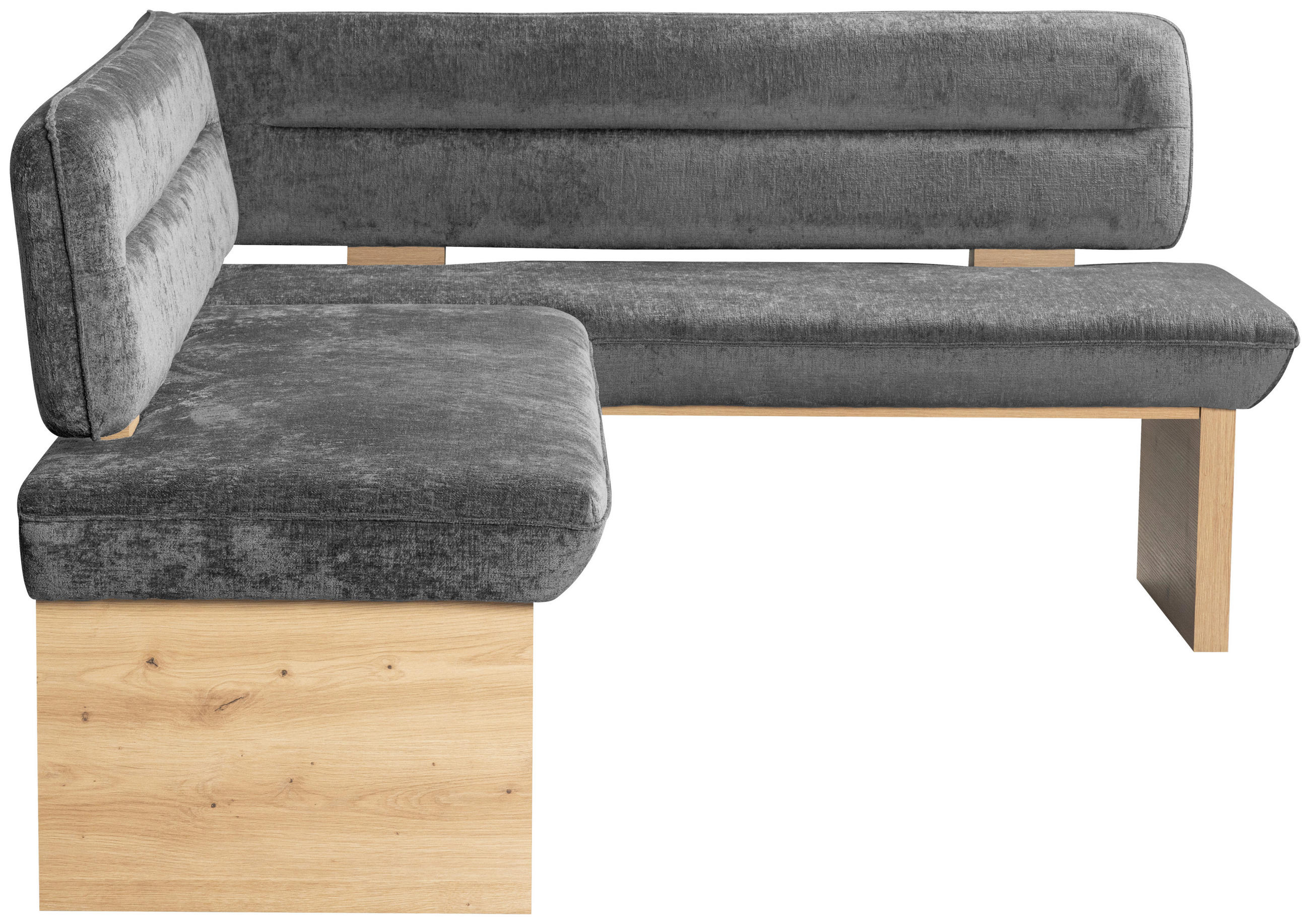 ECKBANK 170/192 cm Webstoff Hellgrau Eiche Sperrholz   - Eichefarben/Hellgrau, KONVENTIONELL, Holz/Textil (170/192cm) - James Wood