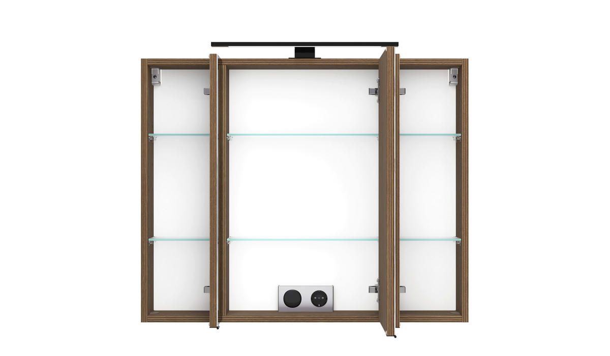 BADEZIMMER 3-teilig  in 80 cm  - Dunkelbraun/Schwarz, Natur, Glas/Holzwerkstoff (80cm) - Held
