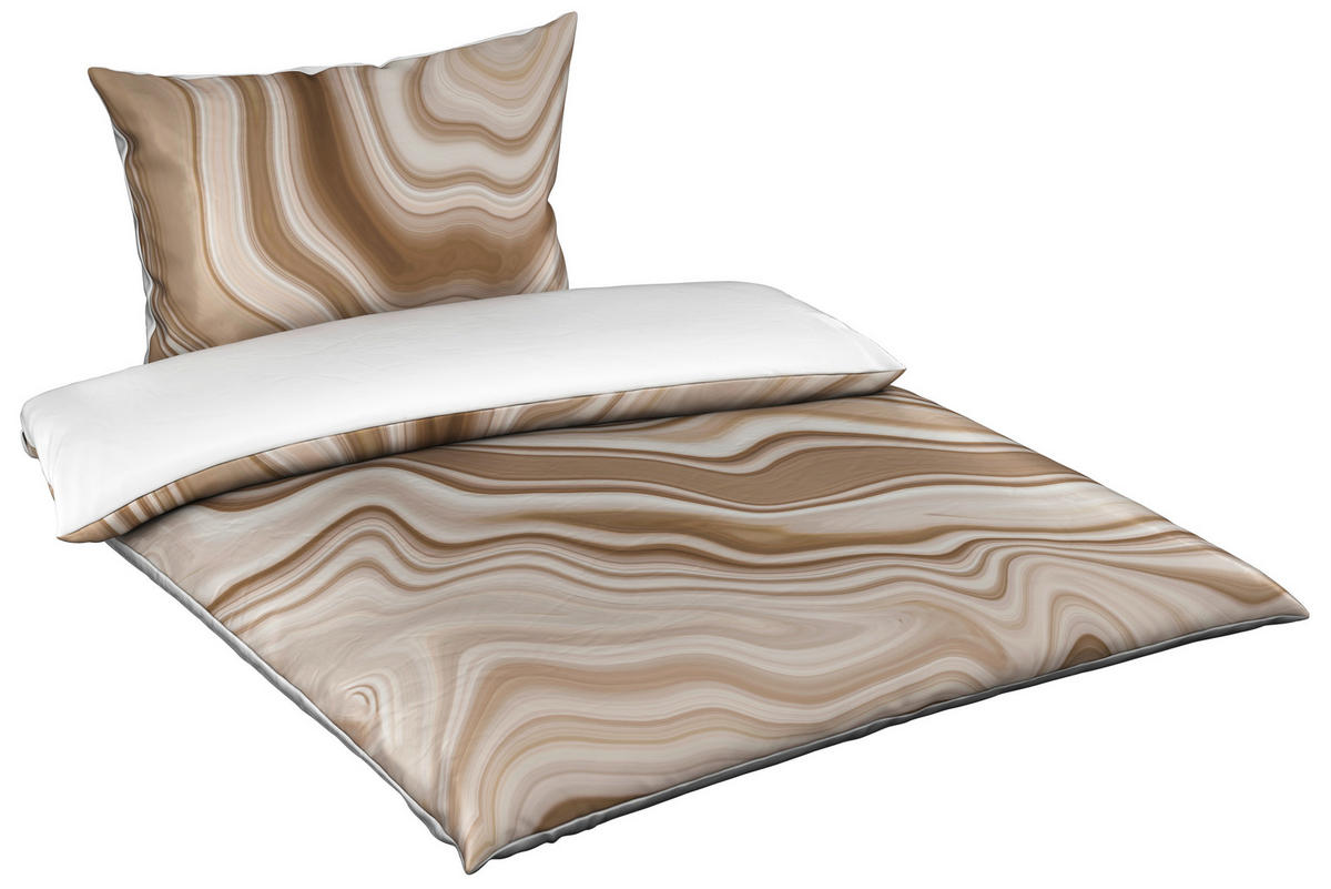 OBOJESTRANSKA POSTELJNINA WAVY 140/200 cm saten naravne barve  - naravne barve, Konvencionalno, tekstil (140/200cm) - Esposa