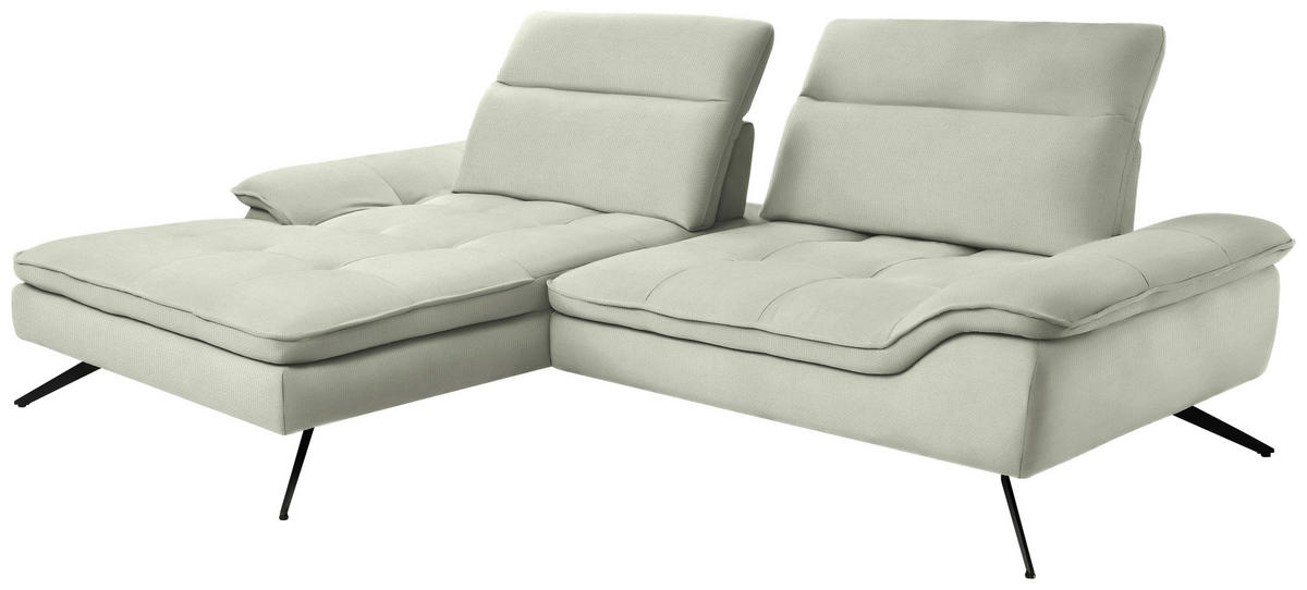 ECKSOFA in Webstoff Weiß  179-202/288 cm  - Schwarz/Weiß, Design, Textil/Metall (179-202/288cm) - Stylife