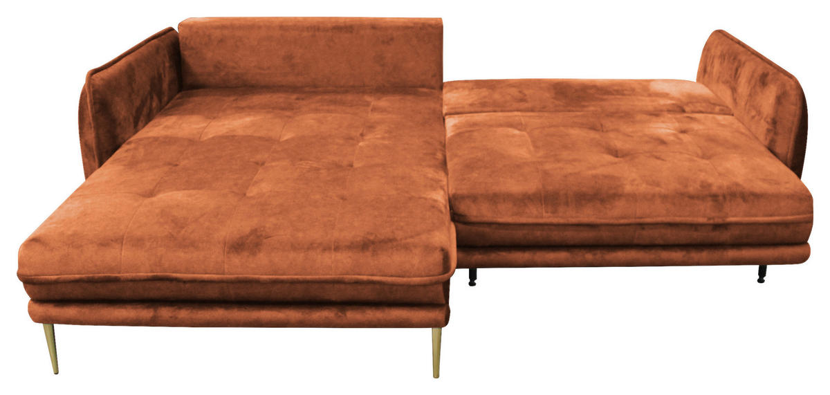 ECKSOFA in Velours Rostfarben  196/264 cm  - Rostfarben/Goldfarben, Design, Textil/Metall (196/264cm) - MID.YOU