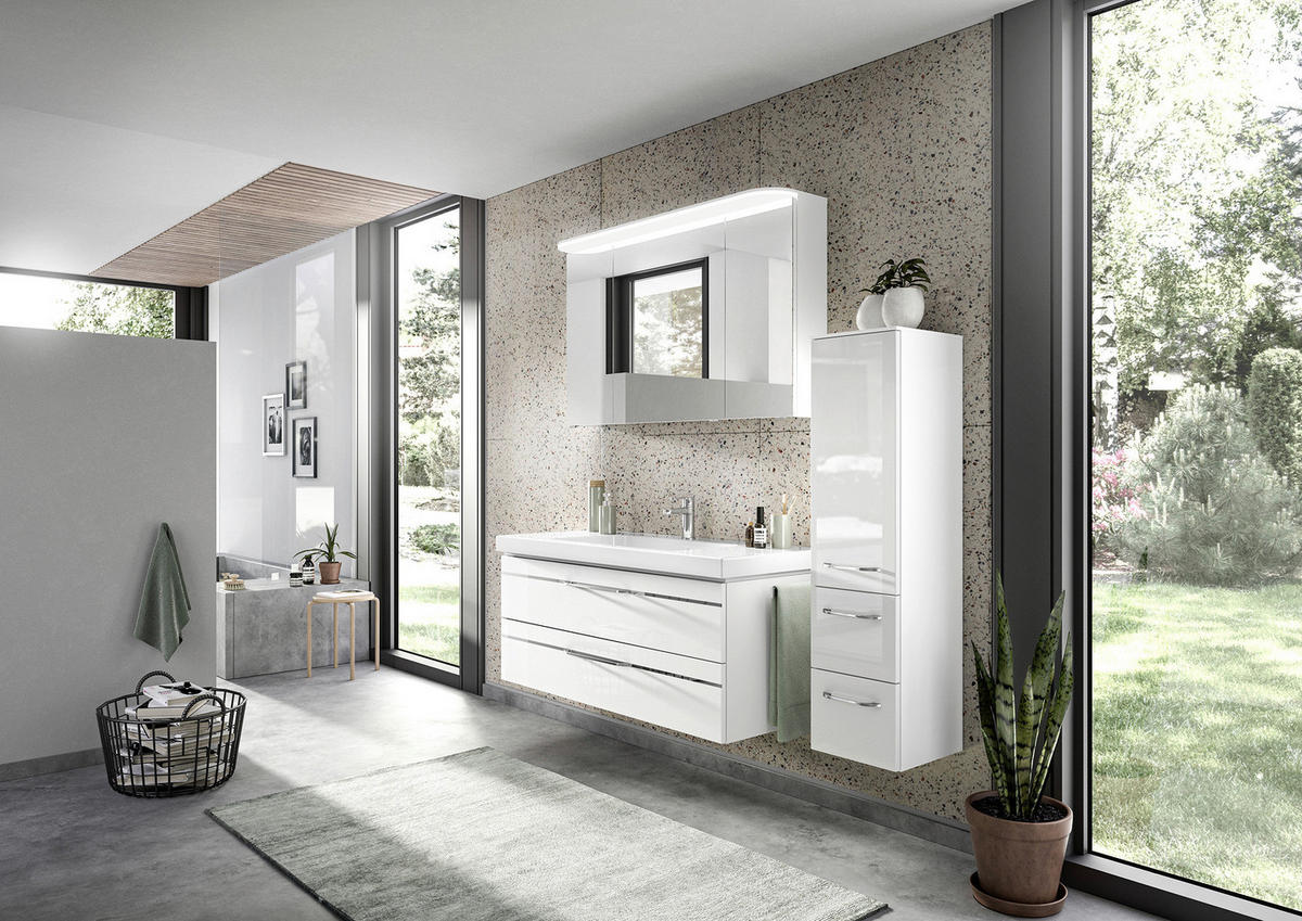 BADEZIMMER 4-teilig  in  - Chromfarben/Weiß Hochglanz, KONVENTIONELL, Glas/Holzwerkstoff (153cm) - Pelipal