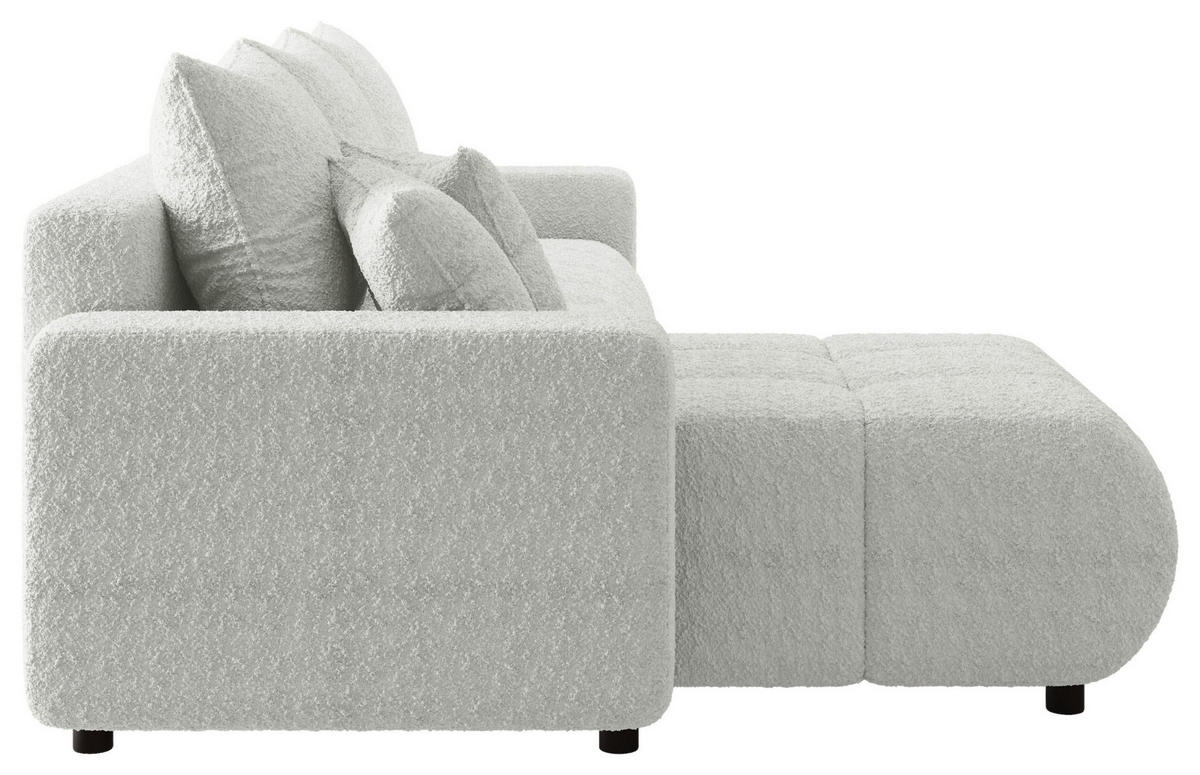 ECKSOFA Weiß Bouclé Zierkissen, Rückenkissen, Bettkasten, Schlaffunktion, Rücken echt, Liegefläche im Originalstoff  - Schwarz/Weiß, MODERN, Kunststoff/Textil (150/240cm) - Carryhome