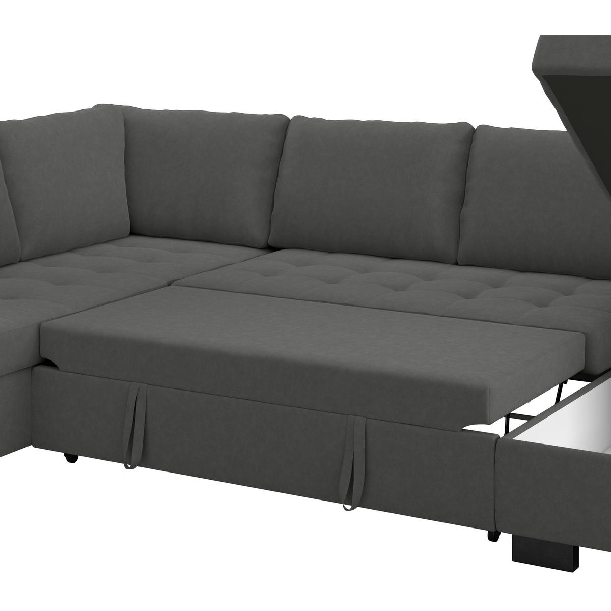 WOHNLANDSCHAFT Anthrazit Mikrofaser  - Anthrazit/Schwarz, MODERN, Kunststoff/Textil (178/305/155cm) - P & B
