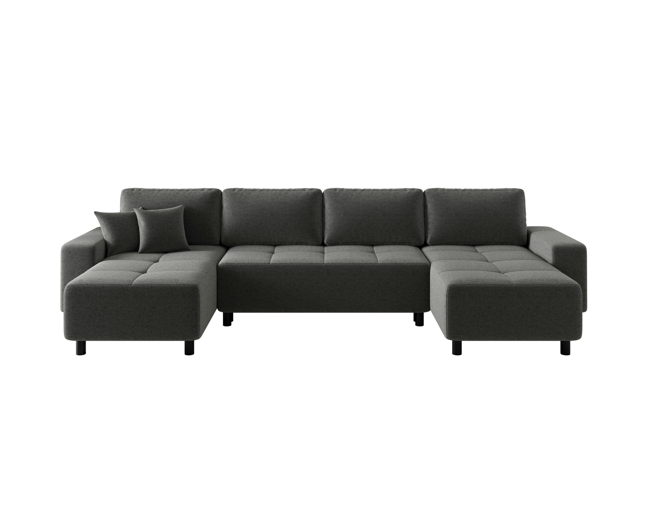 WOHNLANDSCHAFT Dunkelgrau Jacquard  - Dunkelgrau/Schwarz, MODERN, Kunststoff/Textil (144/318/144cm) - Carryhome