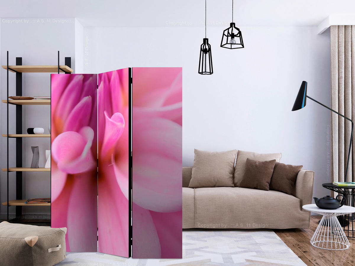 PARAVENT mit 3  Flügel - Pink, Basics, Holz/Textil (135/172/3cm) - artgeist
